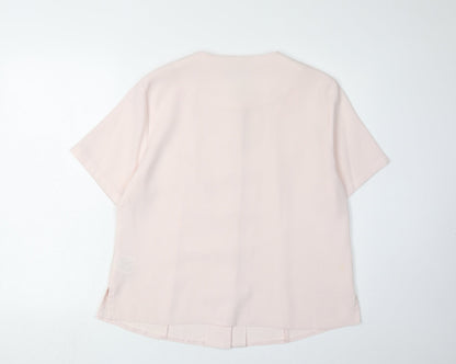 Back view of Honor Millburn Women's Pink Embroidered Blouse, size 16