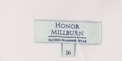 Close-up detail of Honor Millburn Women's Pink Embroidered Blouse, size 16