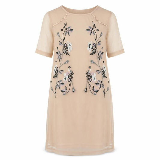 River Island Women's Beige Floral Shift Dress