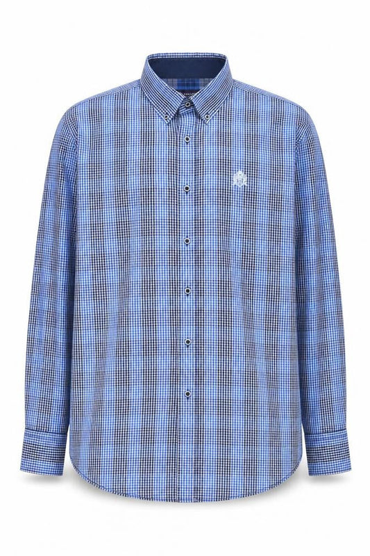 William Hunt Men's Blue Check XL Long Sleeve Shirt