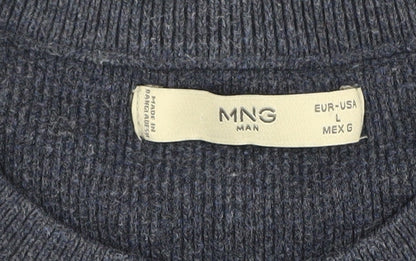 Mango Men's Blue Crew Neck Pullover Jumper L