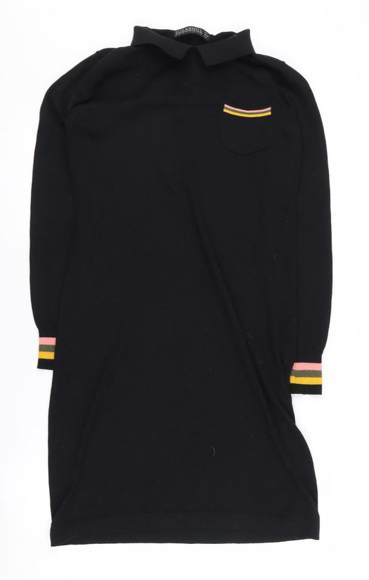 Sugarhill Boutique Black Knit Collared Dress, Size 8 Women