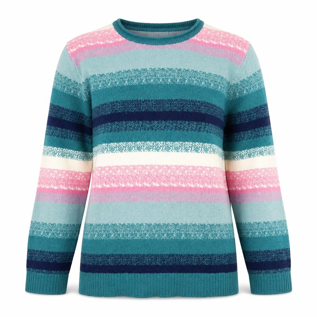 Isle Women's Multicoloured Striped Jumper, Size M, Crew Neck