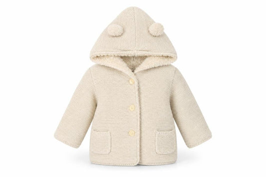 Gap Unisex Baby White Hooded Knit Coat 6-12 Months