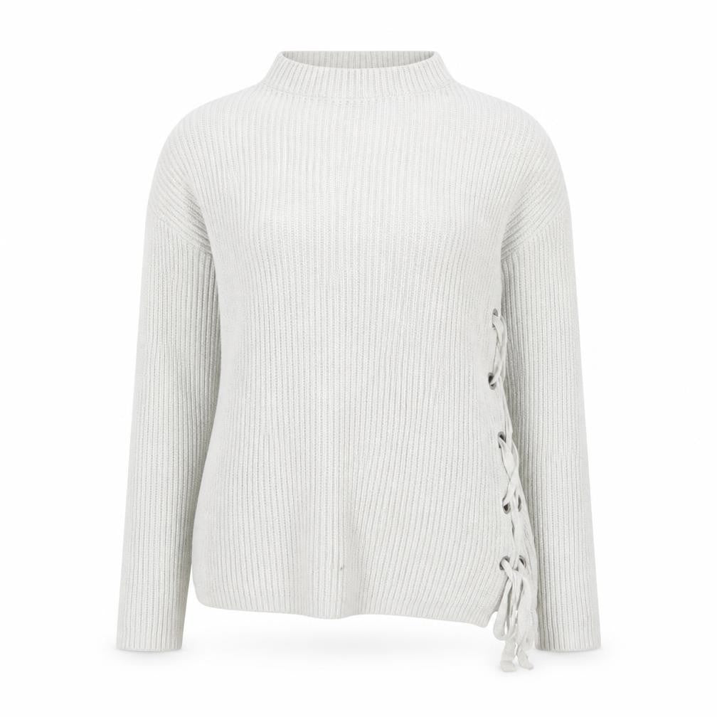 Oui Women's Ivory Mock Neck Pullover Jumper, Size 12