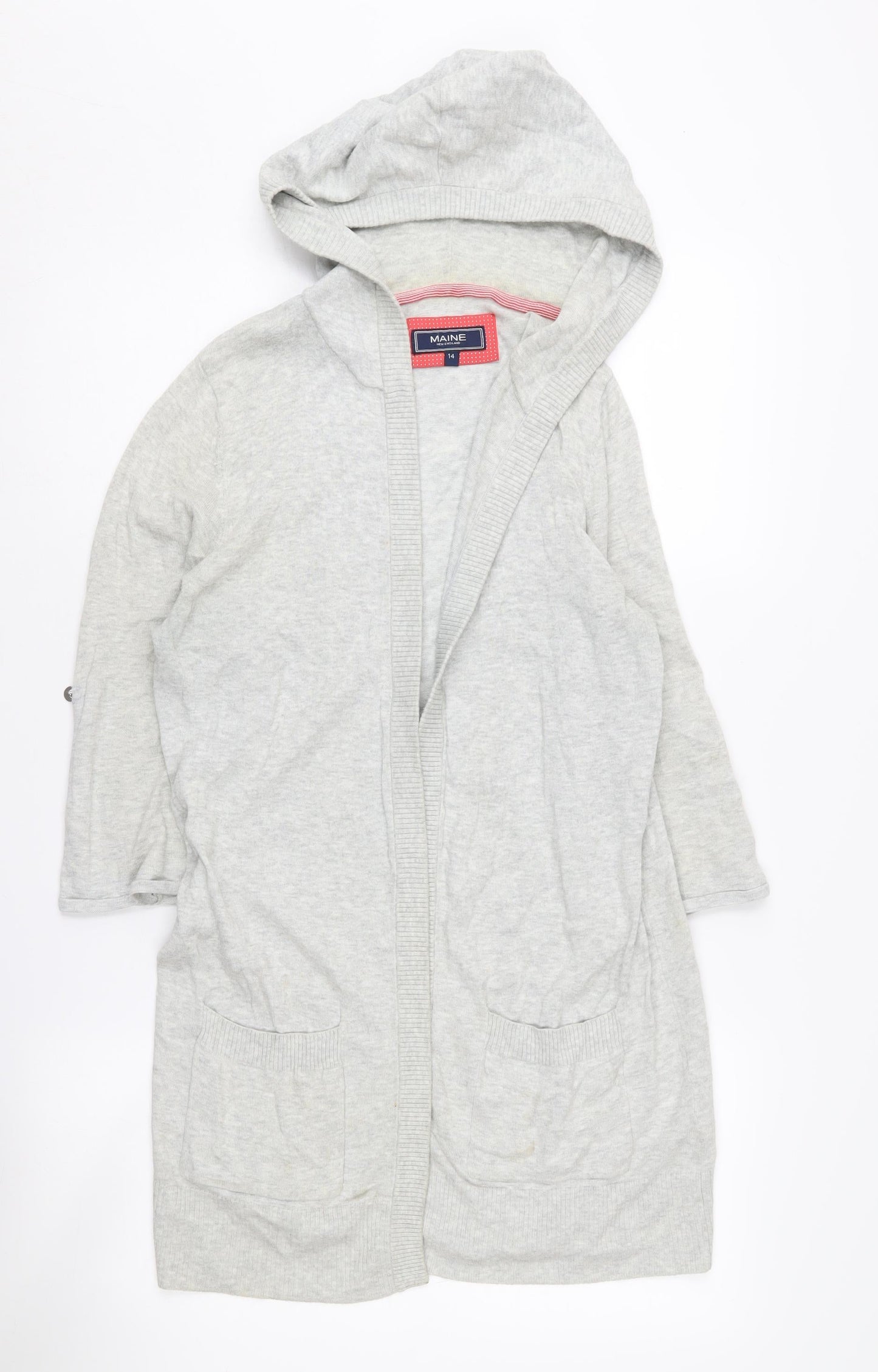 MAINE NEW ENGLAND Women's Grey Hooded Cardigan Size 14