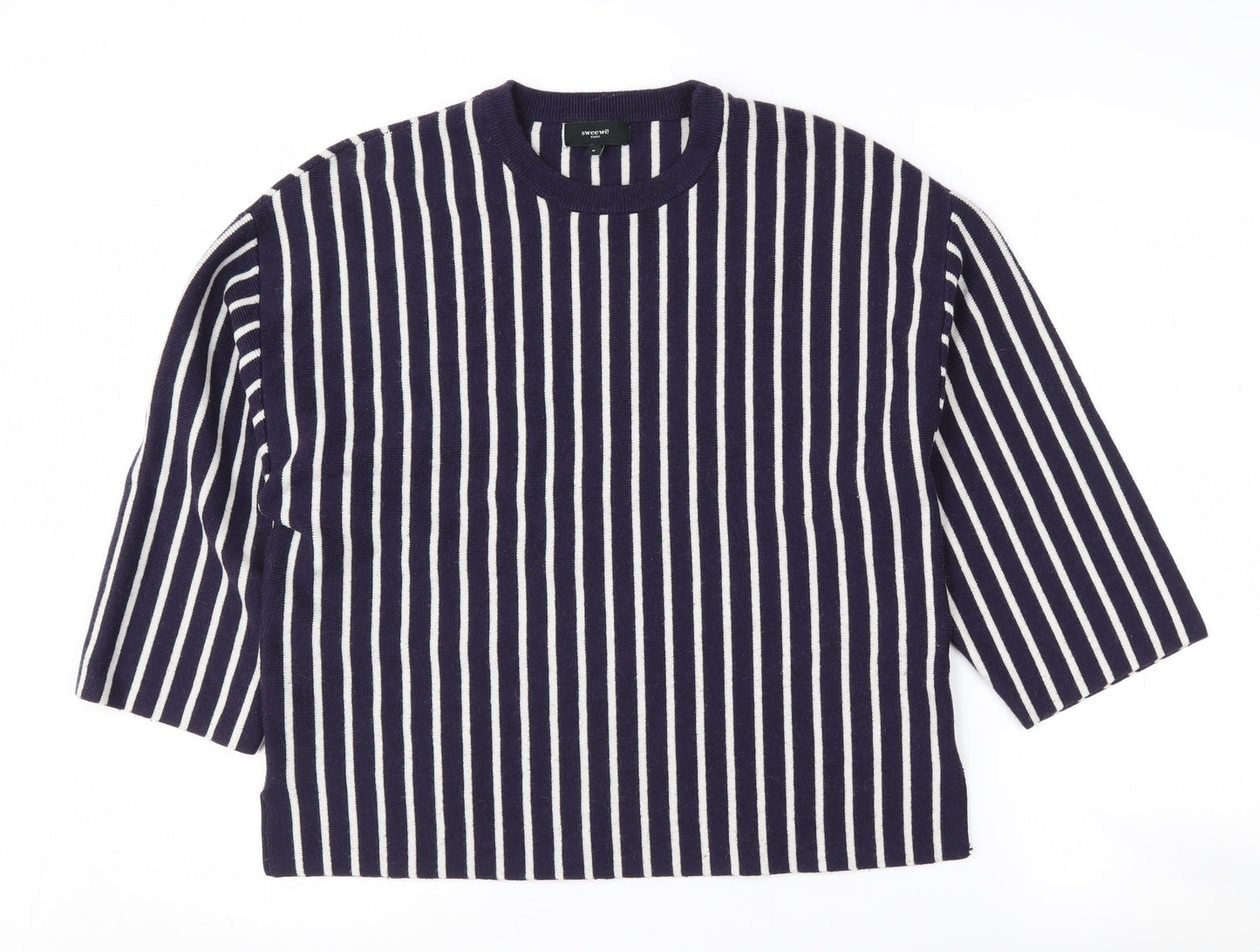 Sweewe Women's Blue Striped Pullover Jumper, Size S