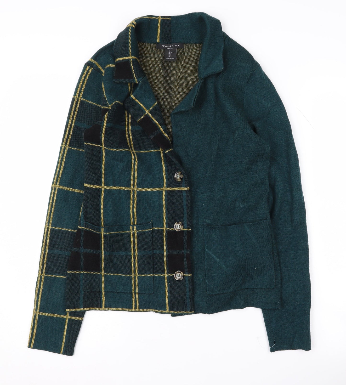 Tahari Women's Green Check Blazer Size S