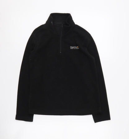 Additional front view of Regatta boys’ black fleece 1/4 zip sweatshirt 9-10 years