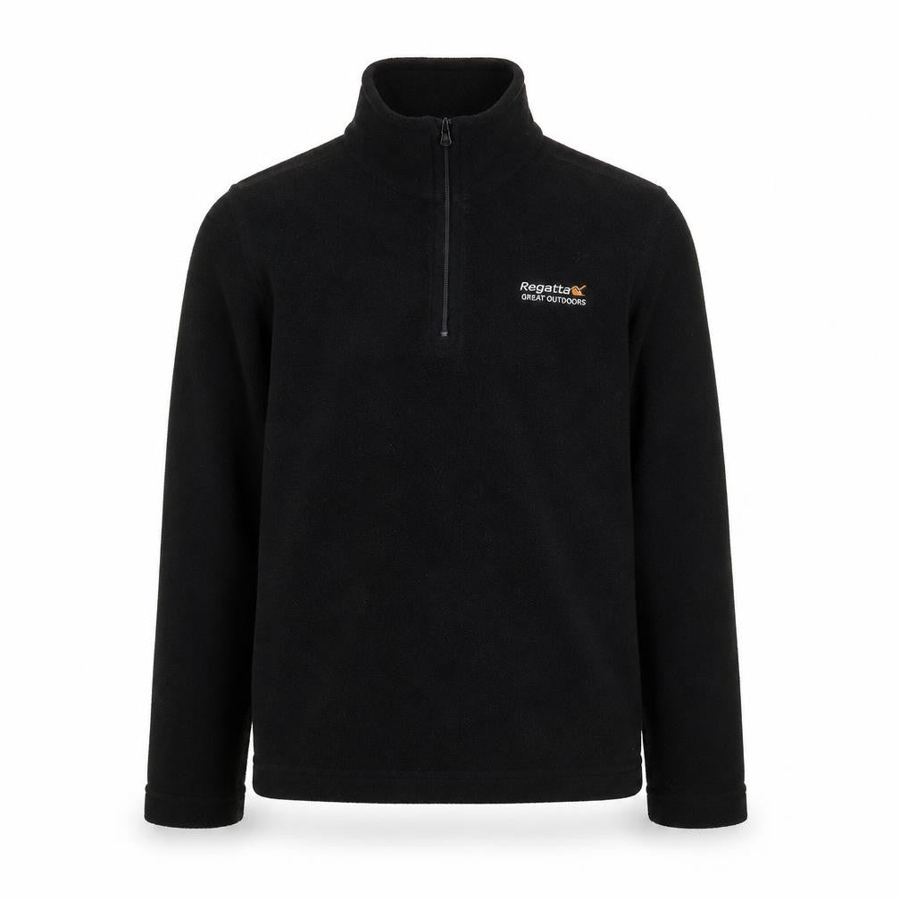 Front view of Regatta boys’ black fleece 1/4 zip sweatshirt 9-10 years