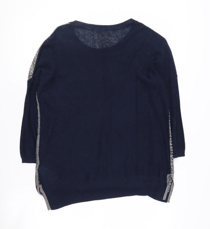 White Stuff Women's Blue Geometric Pullover Jumper Size 10