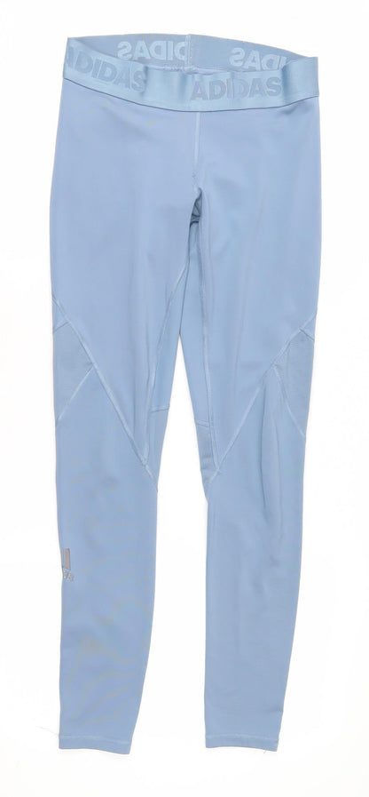 Additional front view of Adidas Women's Blue Compression Leggings S for Gym