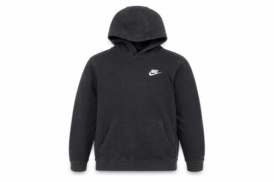 Front view of Nike boys’ black hoodie large pullover fleece casual