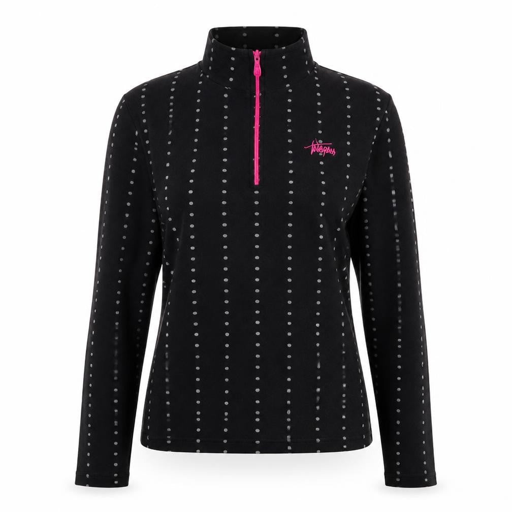 Trespass Women's Black Henley Sweatshirt, S, Polka Dot