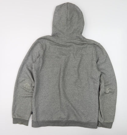 Back view of Puma boys’ grey logo pullover hoodie, size 16