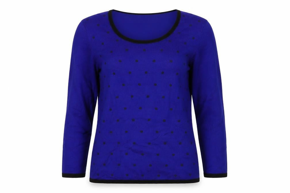 Precis Women's Blue Polka Dot Scoop Neck Pullover S