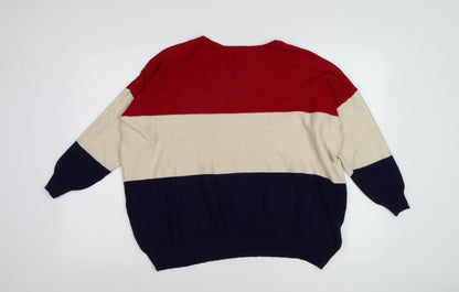 Blue Vanilla Women's Multicoloured Striped Pullover Jumper M