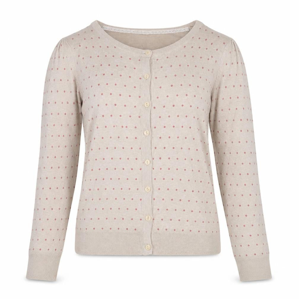 Dunnes Stores Women's Beige Polka Dot Cardigan Size 14