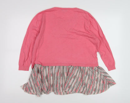 Next Women's Pink Geometric Regular Fit Jumper, Size 12
