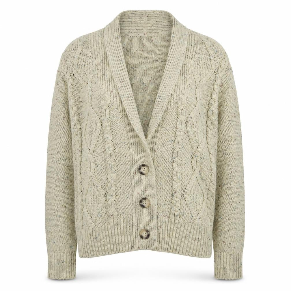 New Look Women's Green Cardigan, Size 12, Cable-Knit