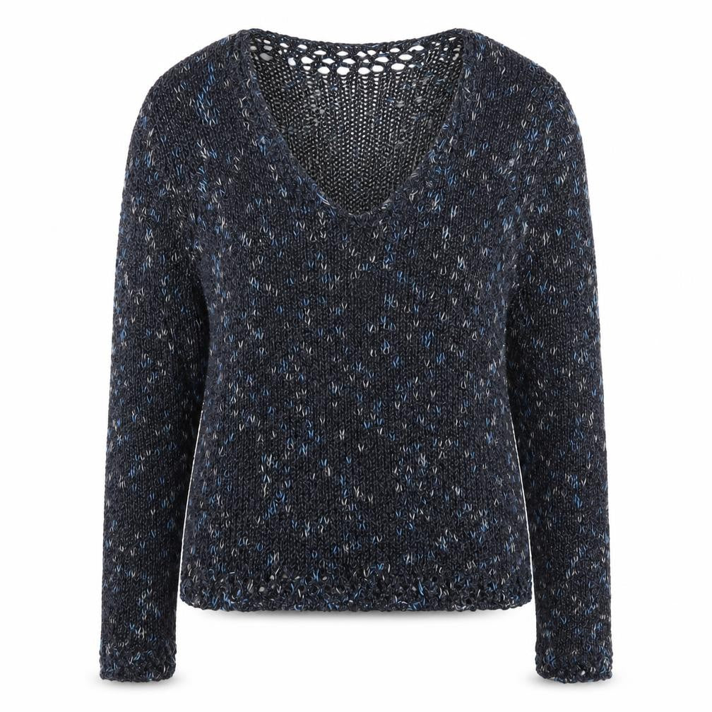 Women's Blue V-Neck Pullover Jumper, Size L