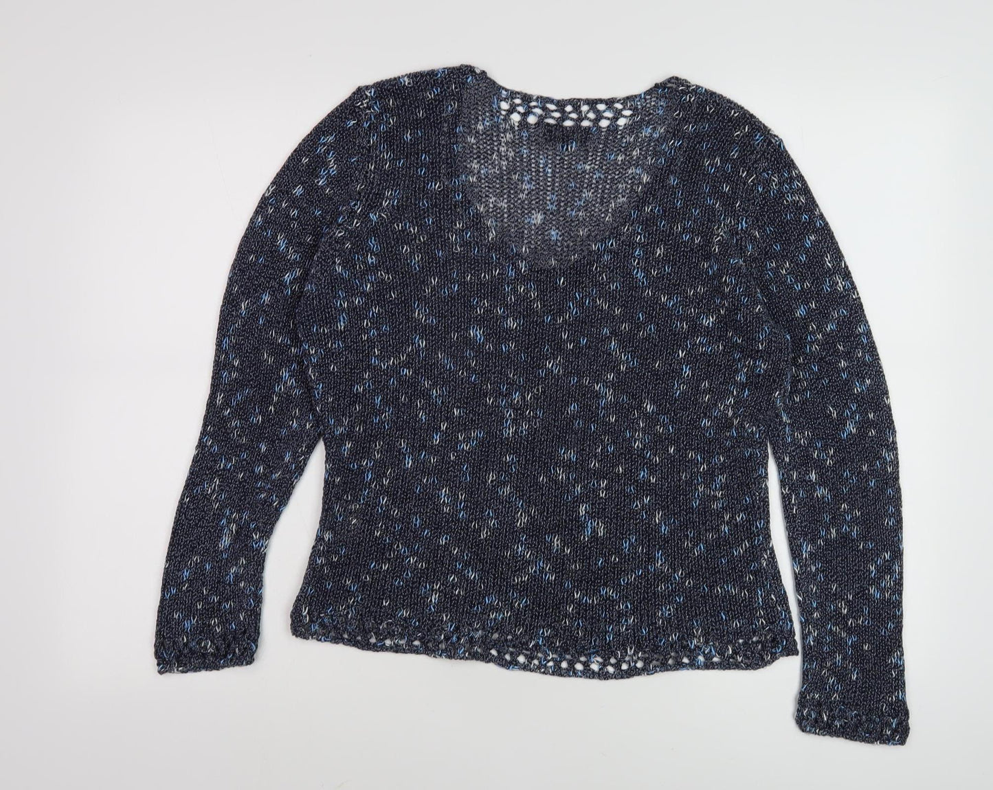 Women's Blue V-Neck Pullover Jumper, Size L