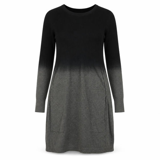 Christina Women's Knit Dress S Long Sleeve Black Grey