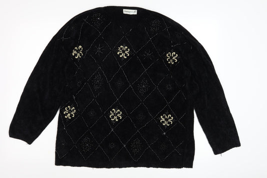 Jumper Women's Black Embroidered Viscose Jumper L