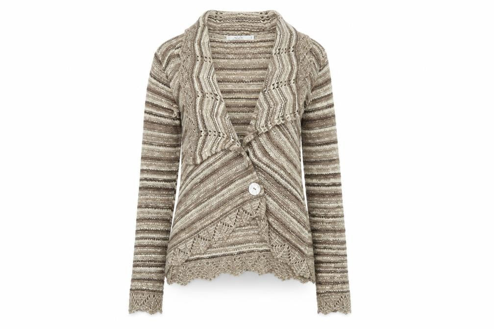 M&Co Women's Brown Striped Cardigan - Size M