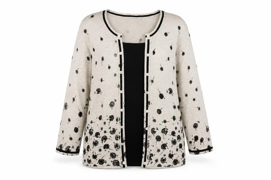 M&Co Women's Beige Floral Cardigan Size 16