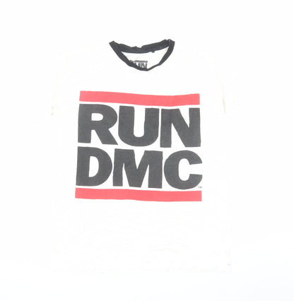 RUN Womens DMC White Ringer T-Shirt - Size 6