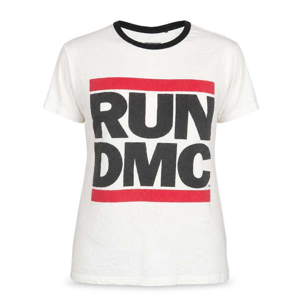RUN DMC Unisex White Ringer T-Shirt - Size 6