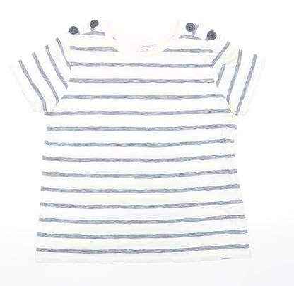 Warehouse Women's White Striped T-Shirt Size 12