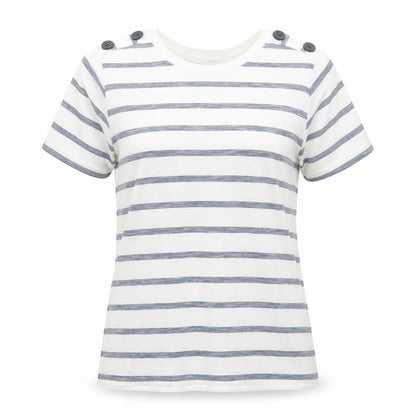 Warehouse Women's White Striped T-Shirt Size 12