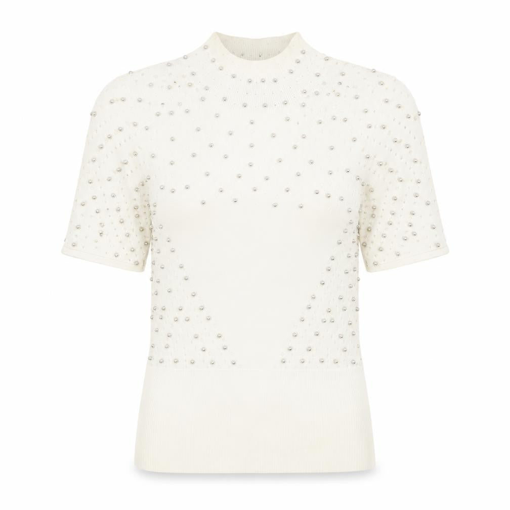 Karen Millen Women's Ivory Beaded Pullover Jumper XS