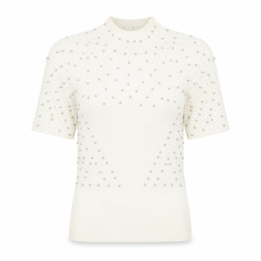 Karen Millen Women's Ivory Beaded Pullover Jumper XS
