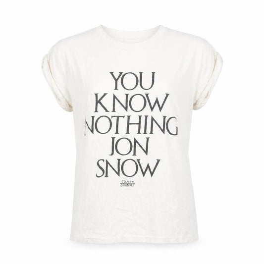 Front view of Atmosphere White Game of Thrones T-Shirt, size 6, Quotes