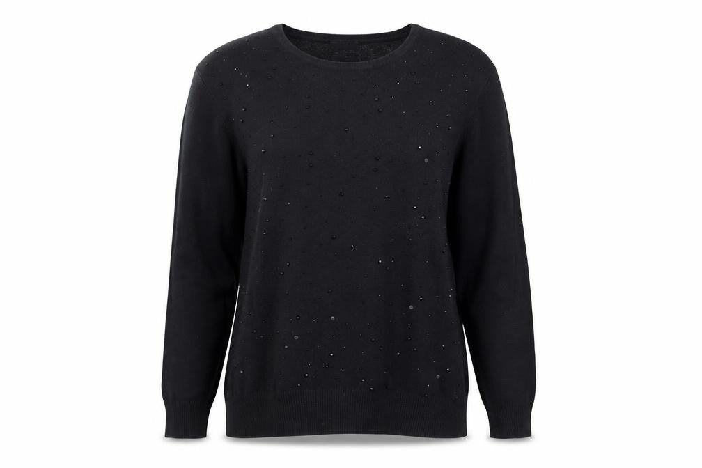 Roman Women's Black Beaded Pullover Jumper Size 18