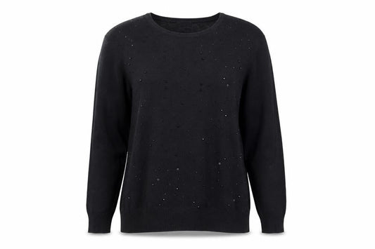 Front view of Roman Women's Black Beaded jumper, size 18