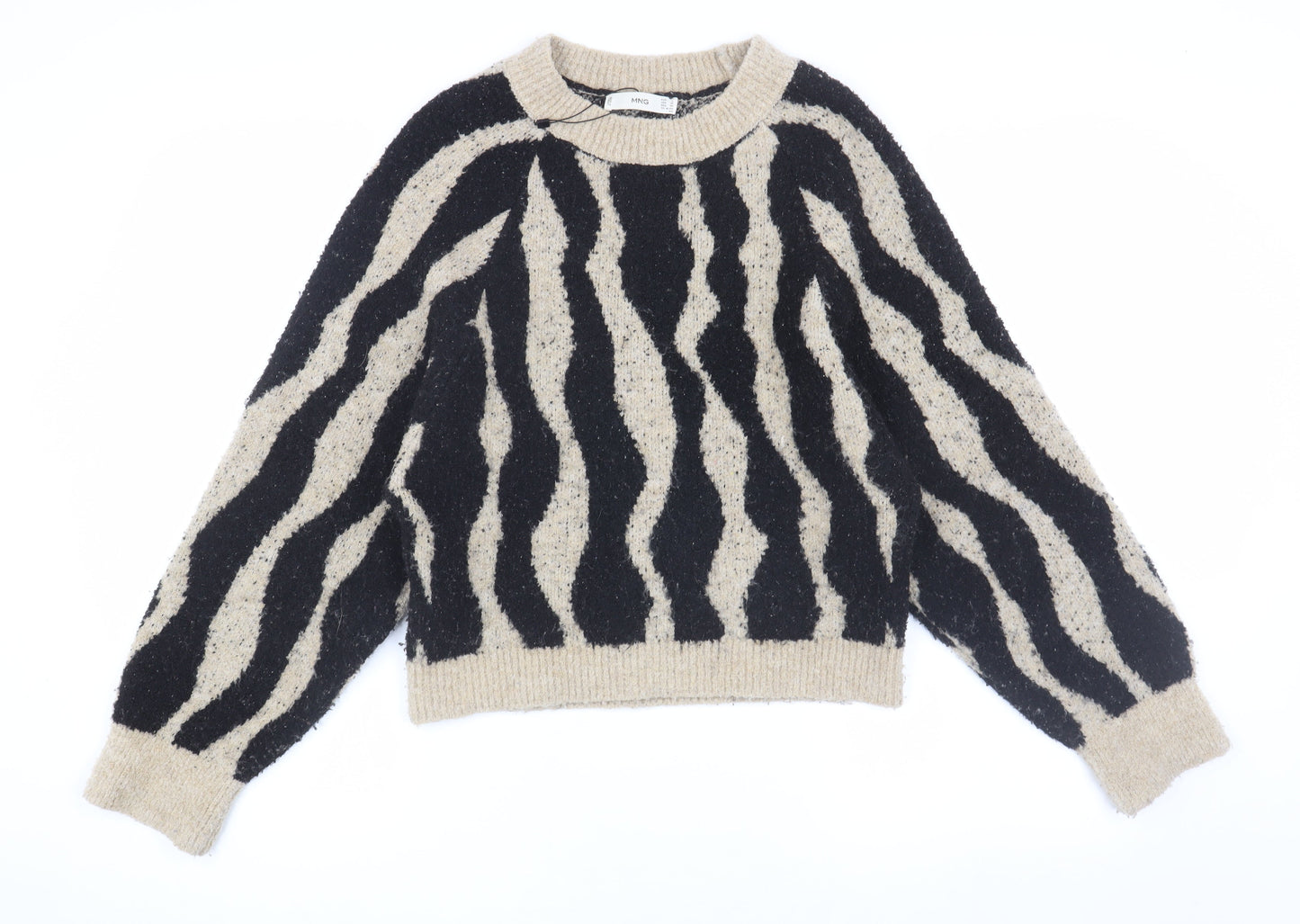 MNG Women's Multicoloured Animal Print Pullover Jumper Size 8