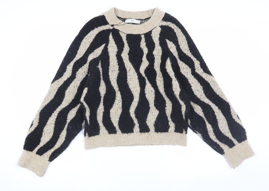 MNG Women's Multicoloured Animal Print Pullover Jumper Size 8