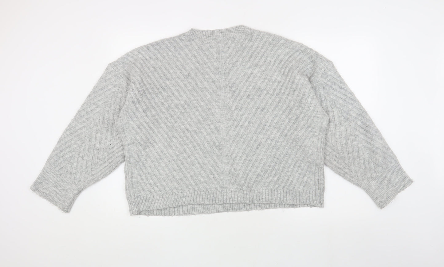 Topshop Women's Grey Knit Jumper, Size L, Crew Neck