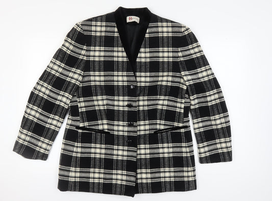 Bianca Women's Black Plaid Suit Jacket Size 14