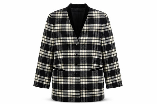 Bianca Women's Black Plaid Suit Jacket Size 14