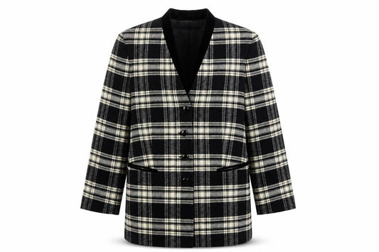 Bianca Women's Black Plaid Suit Jacket Size 14
