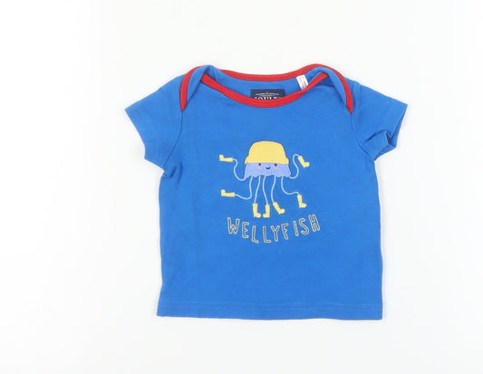 Joules Unisex Baby Blue T-Shirt 6-9 Months Graphic Print