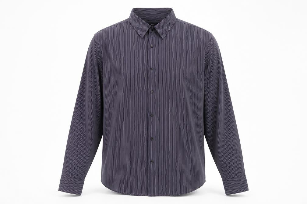 Thomas Nash Men's Blue Striped Button-Up Shirt L