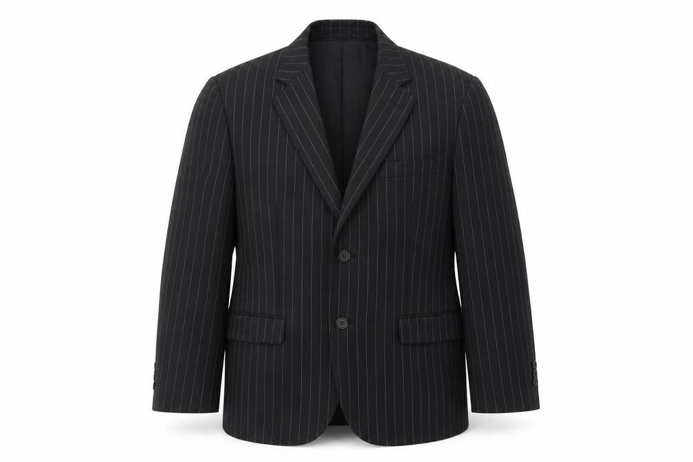 Aquascutum Men's Black Striped Blazer, Size 44, Wool
