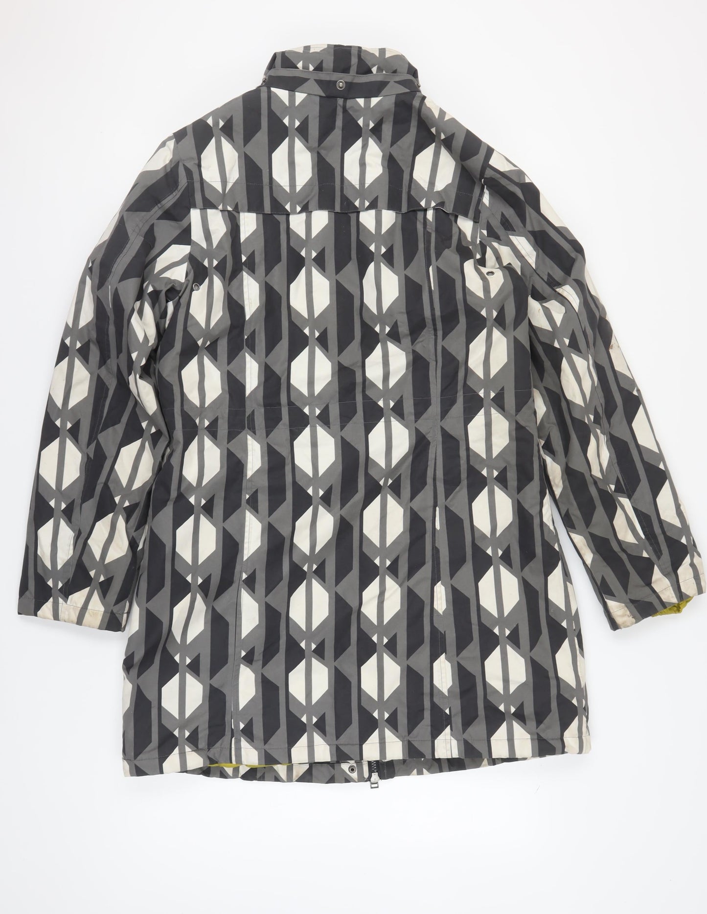 ETAGE Women's Grey Rain Coat, Size 12, Geometric Pattern