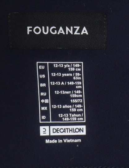 Close-up detail of Fouganza boys’' quilted jacket, multicolour, 12-13 years